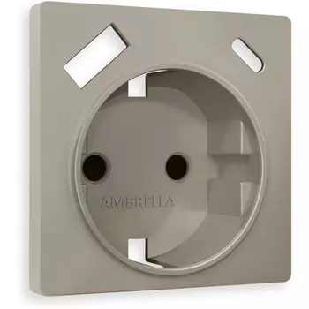Лицевая панель Ambrella Volt ALFA (Серо-бежевый матовый) для электрической розетки с/з со шторками 2USB A+C QUANT AP3700