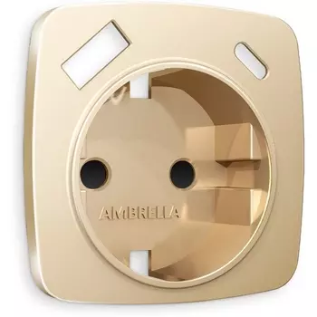 Лицевая панель Ambrella Volt ALFA (Шампань) для электрической розетки с заземлением со шторками 2USB A+C QUANT AP6100