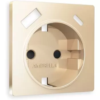 Лицевая панель Ambrella Volt ALFA (Шампань) для электрической розетки с заземлением со шторками 2USB A+C QUANT AP6100
