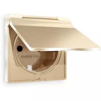 Лицевая панель Ambrella Volt ALFA (Шампань) для электрической розетки с заземлением со шторками и крышкой IP44 AP6080