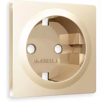 Лицевая панель Ambrella Volt ALFA (Шампань) для электрической розетки с заземлением QUANT AP6060