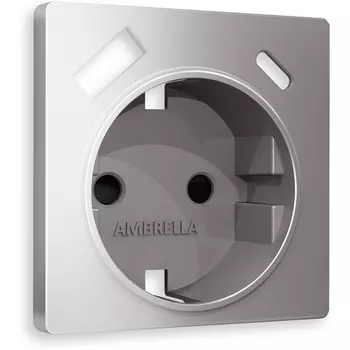 Лицевая панель Ambrella Volt ALFA (Сталь матовый) для электрической розетки с заземлением со шторками 2USB A+C QUANT AP5100