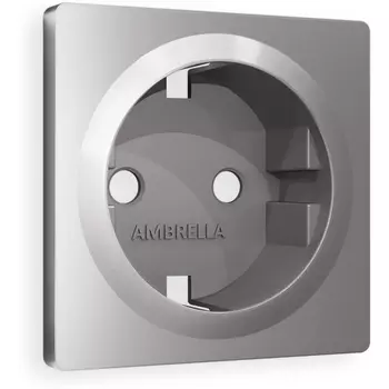 Лицевая панель Ambrella Volt ALFA (Сталь матовый) для электрической розетки с заземлением QUANT AP5060