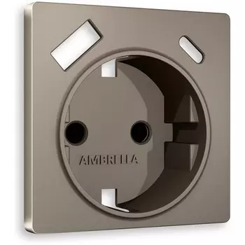 Лицевая панель Ambrella Volt ALFA (Темная бронза матовый) для электрической розетки с заземлением со шторками 2USB A+A QUANT AP6390