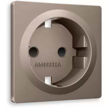Лицевая панель Ambrella Volt ALFA (Темная бронза матовый) для электрической розетки с заземлением со шторками QUANT AP637