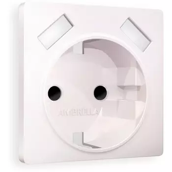 Лицевая панель Ambrella Volt ALFA (Жемчуг) для электрической розетки с заземлением со шторками 2USB A+A QUANT AP2090