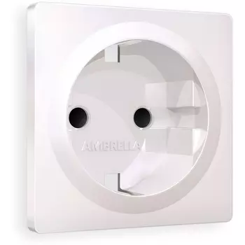 Лицевая панель Ambrella Volt ALFA (Жемчуг) для электрической розетки с заземлением со шторками QUANT AP2070