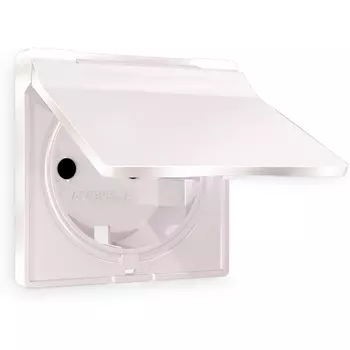 Лицевая панель Ambrella Volt ALFA (Жемчуг) для электрической розетки с заземлением со шторками и крышкой IP44 QUANT AP2080