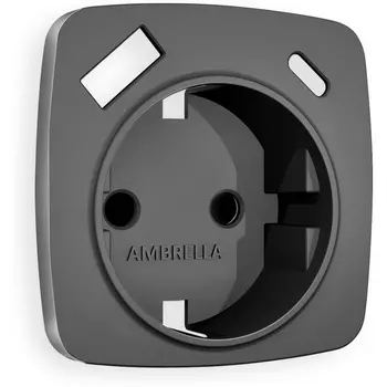 Лицевая панель Ambrella Volt OMEGA (Антрацит серый) для электрической розетки с заземлением со шторками 2USB A+C QUANT OP6600
