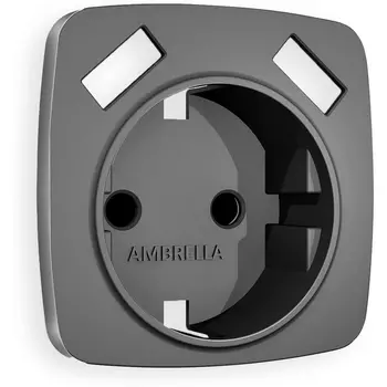 Лицевая панель Ambrella Volt OMEGA (Антрацит серый) для электрической розетки с заземлением со шторками 2USB A+A QUANT OP6590
