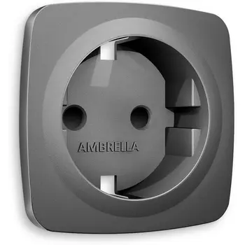 Лицевая панель Ambrella Volt OMEGA (Антрацит серый) для электрической розетки с заземлением со шторками QUANT OP6570