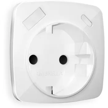Лицевая панель Ambrella Volt OMEGA (Белый глянец) для розетки с заземлением со шторками 2USB тип A+C QUANT OP1100