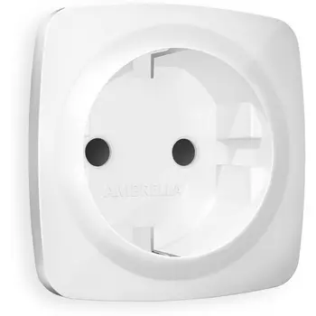 Лицевая панель Ambrella Volt OMEGA (Белый глянец) для электрической розетки с заземлением со шторками QUANT OP1070