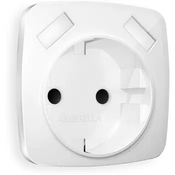 Лицевая панель Ambrella Volt OMEGA (Белый глянец) для розетки с заземлением со шторками 2USB тип A+A QUANT A1090