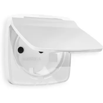 Лицевая панель Ambrella Volt OMEGA (Белый матовый) для электрической розетки с/з со шторками и крышкой IP44 QUANT OP1280