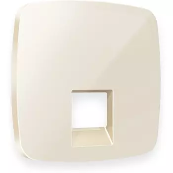 Лицевая панель Ambrella Volt OMEGA (Бежевый глянец) для компьютерной/телефонной розетки RJ-45/RJ-11 QUANT OP3120