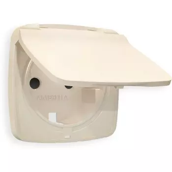 Лицевая панель Ambrella Volt OMEGA (Бежевый матовый) для электрической розетки с/з со шторками и крышкой IP44 QUANT OP3280