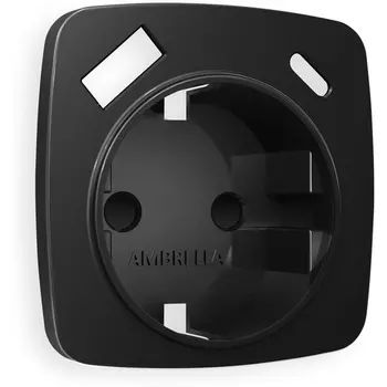 Лицевая панель Ambrella Volt OMEGA (Черный матовый) для электрической розетки с заземлением со шторками 2USB A+С QUANT OP8100
