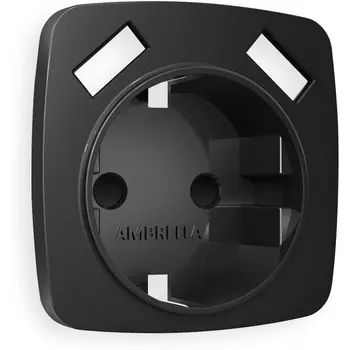 Лицевая панель Ambrella Volt OMEGA (Черный матовый) для электрической розетки с заземлением со шторками 2USB A+A QUANT OP8090