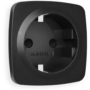 Лицевая панель Ambrella Volt OMEGA (Черный матовый) для электрической розетки с заземлением со шторками QUANT OP8070