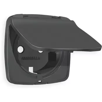 Лицевая панель Ambrella Volt OMEGA (Графит Мягкое касание) для электрической розетки с заземлением со шторками и крышкой IP44 QUANT OP9080