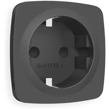 Лицевая панель Ambrella Volt OMEGA (Графит Мягкое касание) для электрической розетки с заземлением со шторками QUANT OP9070