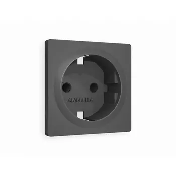 Лицевая панель Ambrella Volt OMEGA (Графит Мягкое касание) для электрической розетки с заземлением со шторками QUANT OP9070