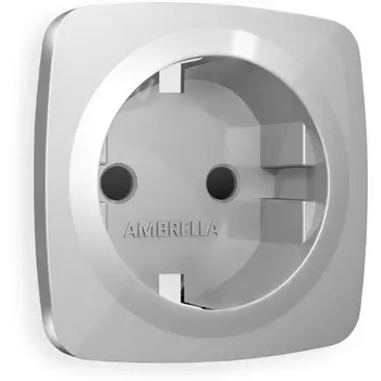 Лицевая панель Ambrella Volt OMEGA (Серебро глянец) для электрической розетки с заземлением со шторками QUANT OP4070