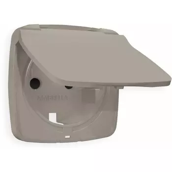 Лицевая панель Ambrella Volt OMEGA (Серо-бежевый матовый) для электрической розетки с/з со шторками и крышкой IP44 QUANT OP3680