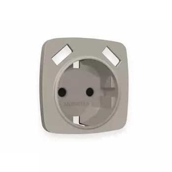 Лицевая панель Ambrella Volt OMEGA (Серо-бежевый матовый) для электрической розетки с/з со шторками 2USB A+A QUANT OP3690