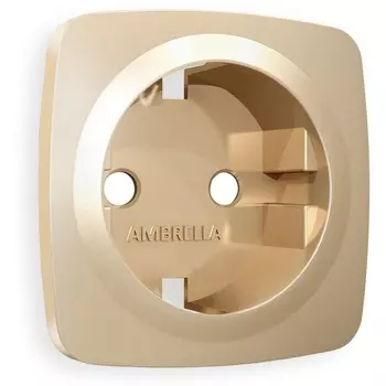 Лицевая панель Ambrella Volt OMEGA (Шампань) для электрической розетки с заземлением QUANT OP6060