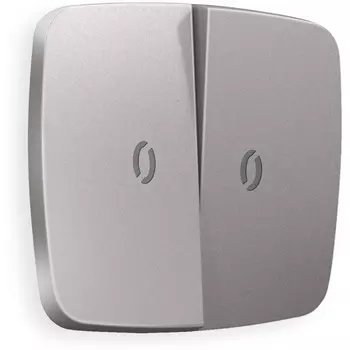 Лицевая панель Ambrella Volt OMEGA (Сталь матовый) для 2-клавишных выключателей с подсветкой QUANT OP5040