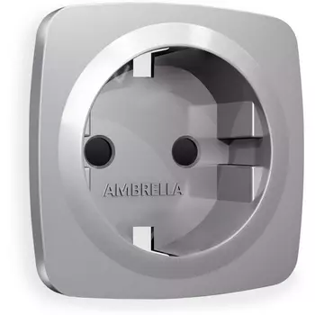 Лицевая панель Ambrella Volt OMEGA (Сталь матовый) для электрической розетки с заземлением со шторками QUANT OP5070