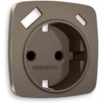 Лицевая панель Ambrella Volt OMEGA (Темная бронза матовый) для электрической розетки с заземлением со шторками 2USB A+C QUANT OP6400