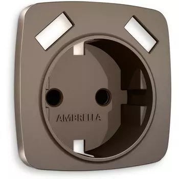 Лицевая панель Ambrella Volt OMEGA (Темная бронза матовый) для электрической розетки с заземлением со шторками 2USB A+A QUANT OP6390