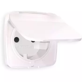 Лицевая панель Ambrella Volt OMEGA (Жемчуг) для электрической розетки с заземлением со шторками и крышкой IP44 QUANT OP2080