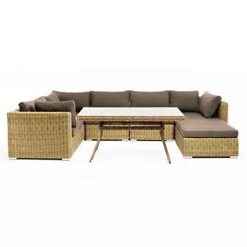"Лунго" обеденная группа угловая из искусственного ротанга, цвет соломенный 4SIS арт.УТ-00007284