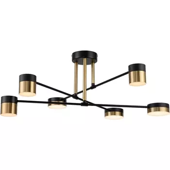 Люстра потолочная светодиодная на штанге Perspective 10244/6 LED*54W Black/Gold (Escada)