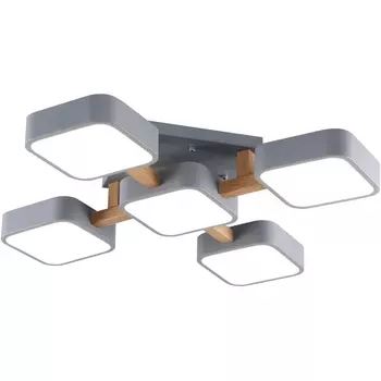 Люстра потолочная светодиодная Ulrika 10213/5 LED*96W Grey/Wooden (Escada)