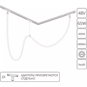 Магнитный трековый светильник LED с гибким неоном 48V Arte Lamp Loop A4911PL-1WH