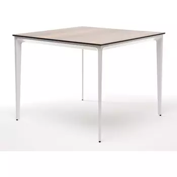 "Малага" обеденный стол из HPL 90х90см, цвет "дуб", каркас белый 4SIS арт.УТ-00005685