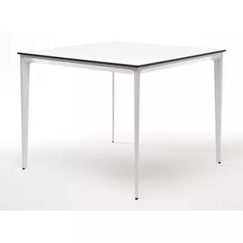 "Малага" обеденный стол из HPL 90х90см, цвет молочный, каркас белый 4SIS арт.УТ-00005686