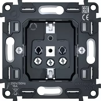 Механизм электрической розетки Ambrella Volt 16A-250V 2P+E с заземлением на винтовых зажимах QUANT VM141