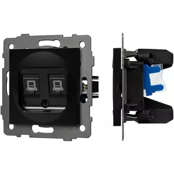 Механизм компьютерной розетки двойной SCT-MPC2-PL-BK-V (RJ-45, CAT6) (Arlight) 049853