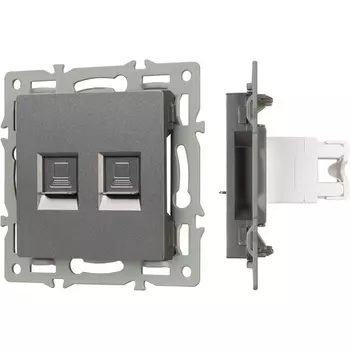 Механизм компьютерной розетки двойной SCT-MPC2-PL-GR (RJ-45, CAT6) (Arlight) 045338