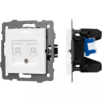 Механизм компьютерной розетки двойной SCT-MPC2-PL-WH-V (RJ-45, CAT6) (Arlight) 049854