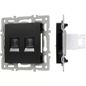 Механизм компьютерной розетки двойной SCT-MPC2-PL-BK (RJ-45, CAT6) (Arlight) 045337