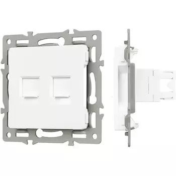 Механизм компьютерной розетки двойной SCT-MPC2-PL-WH (RJ-45, CAT6) (Arlight) 045336