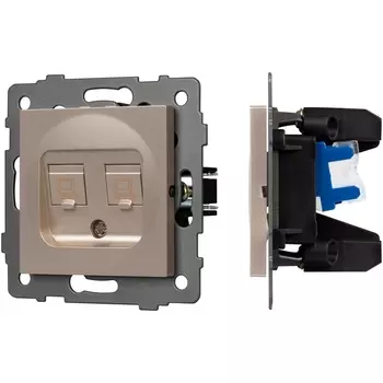 Механизм компьютерной розетки двойной SCT-MPC2-PL-GD-V (RJ-45, CAT6) (Arlight) 049850