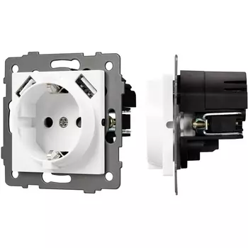 Механизм розетки с быстрой USB зарядкой SCT-MUAC-PL-WH-V (250V, 16A) (Arlight) 049822